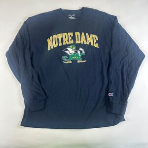 Champion Notre Dame‎ Fighting Irish Mens Long Sleeve T Shirt XL Navy Blue